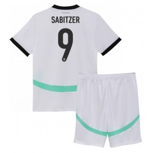 Itävalta Marcel Sabitzer #9 Jalkapallovaatteet Lasten Vieraspeliasu EM-Kisat 2024 Lyhythihainen (+ Lyhyet housut)